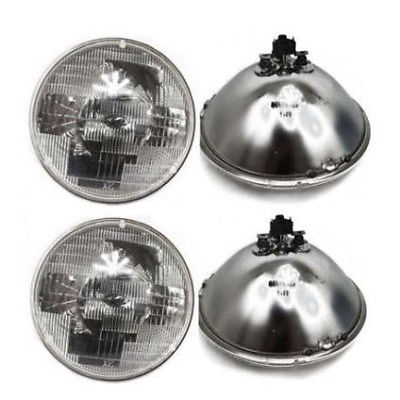 7" Round Sealed Beam Glass Headlight Head Lamp Light Bulb 12V (2 pairs)