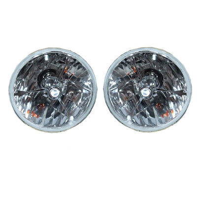 5 3/4" Clear Dot Tri bar H4 Headlights With Turn Signal Push in Bulb lamps