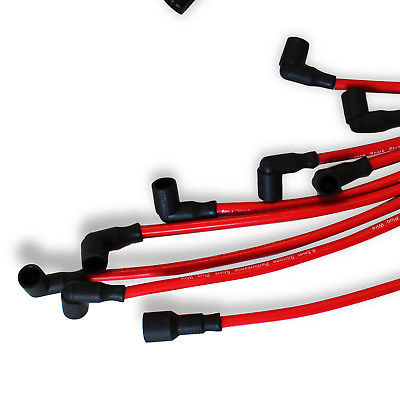 9.5 mm Red Straight Spark Plug Wires Distributor HEI For Chevy BBC SBC SBF 302 350