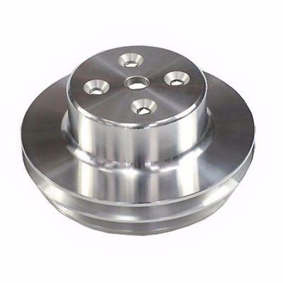 BBC Big Block Chevy Chrome Long Water Pump High Volume LWP & Long and Triple Groove Crank Pulley & Double Groove Pulley