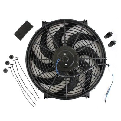 Universal High Performance Wide Curved 12V Electric Cooling Radiator Fan with Mounting Kit (14 Inch, Black)