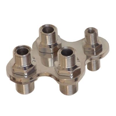 Polished Aluminum Air Conditioning Firewall Heater Bulkhead 4 ports