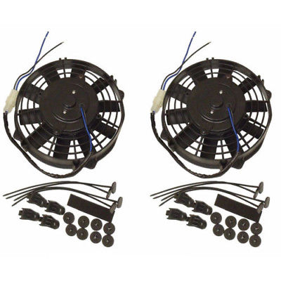 2 Sets of 8" Heavy Duty Straight Blade Electric Radiator Cooling Fan 12v with Thermostat Kit