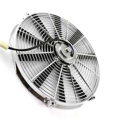 Electric 14" Chrome Straight Blade Reversible Cooling Fan 12v 1900cfm