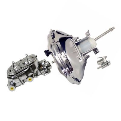 11" GM AC Delco Style Chrome Single Diaphragm Brake Booster & GM Chevy Chrome Cast Iron Dual Bail Cap Master Cylinder