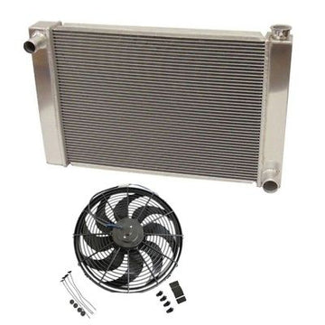 Fabricated Aluminum Radiator 31" x 19" x3" Overall For SBC BBC Chevy GM W/ 16 Inch Electric Fan