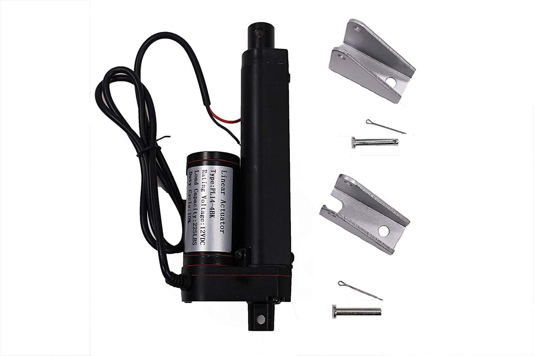 4 Inch 4" Stroke Linear Actuator 12 Volt 12V 225 Pounds lbs Maximum Lift & Mounting Brackets