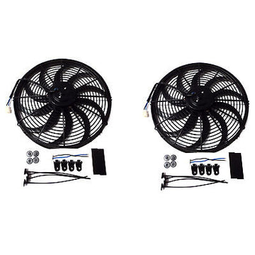 2x 12" inch Universal Slim Fan Push Pull Electric Radiator Cooling 12V Mount Kit