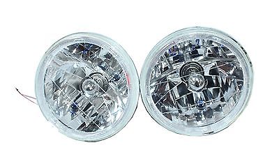 For Chevy Impala Chevelle 5 " Clear Headlights Halogen H4 Blue Halo Bright