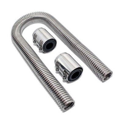 36" Chrome Stainless Radiator Hose W/ Polished Caps Universal Chevy Ford Dodge