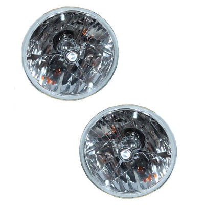 5 3/4" Clear Dot Tri bar H4 Headlights With Turn Signal Push in Bulb lamps