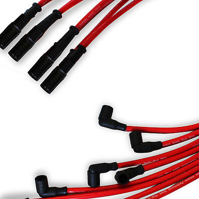 9.5 mm Red Straight Spark Plug Wires Distributor HEI For Chevy BBC SBC SBF 302 350