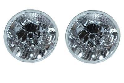 For Chevy, Ford, Mopar 7" Clear Black Dot Tri Bar Headlights Turn Signal H4 Bulb