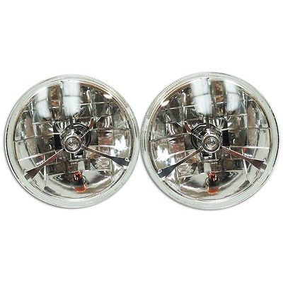 7" Clear Dot Tri bar H4 Headlights With Turn Signal Push in Bulb lamps