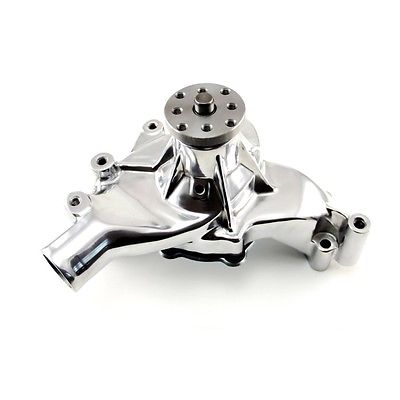 BBC Big Block Chevy Chrome Long Water Pump High Volume LWP & Long and Triple Groove Crank Pulley & Double Groove Pulley