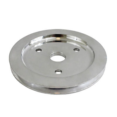 SBC Polished Aluminum Long Water Pump Single Groove Pulley