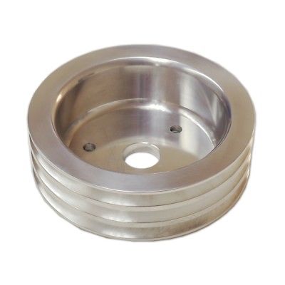 SBC Chevy Aluminum Crank Pulley 3 Triple Groove SWP Short Water Pump