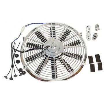 Electric 14" Chrome Straight Blade Reversible Cooling Fan 12v 1900cfm