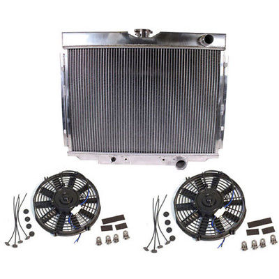 For 67-70 ford V8 3 row/core aluminum radiator & 10" straight cooling fan 12V