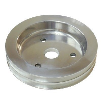 SBC Chevy Aluminum Crank Pulley Double 2 Groove For Short Water Pump SWP 350 400