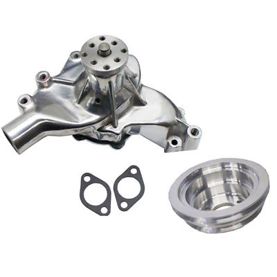 BBC Big Block Chevy Chrome Long Water Pump High Volume LWP & Long and Triple Groove Crank Pulley