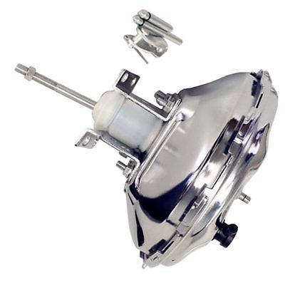 11" GM AC Delco Style Chrome Single Diaphragm Brake Booster & GM Chevy Chrome Cast Iron Dual Bail Cap Master Cylinder