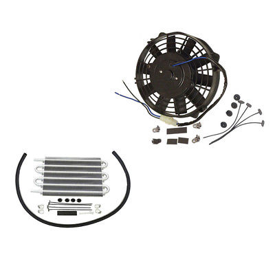 Electric Curved 9" radiator Cooling fan 12V 800 CFM &Transmission Oil Cooler