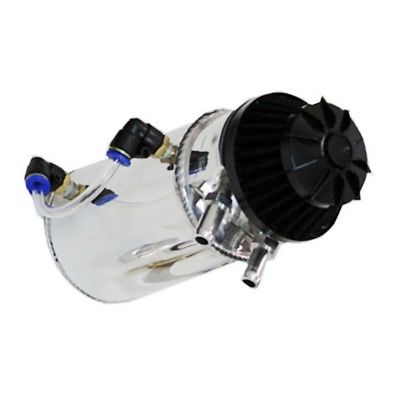 Chrome Polished Aluminum Oil Reservoir Catch Can Tank With Breather Filter