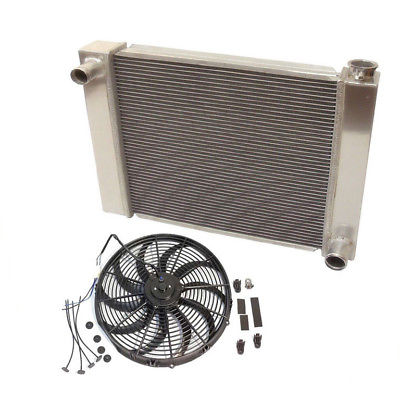 Fabricated Aluminum Radiator 24" x 19" x 3" Overall For SBC BBC Chevy GM&Heavy Duty 16" Electric Fan