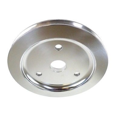 SBC Polished Aluminum Short Water Pump Single Groove Crank Pulley