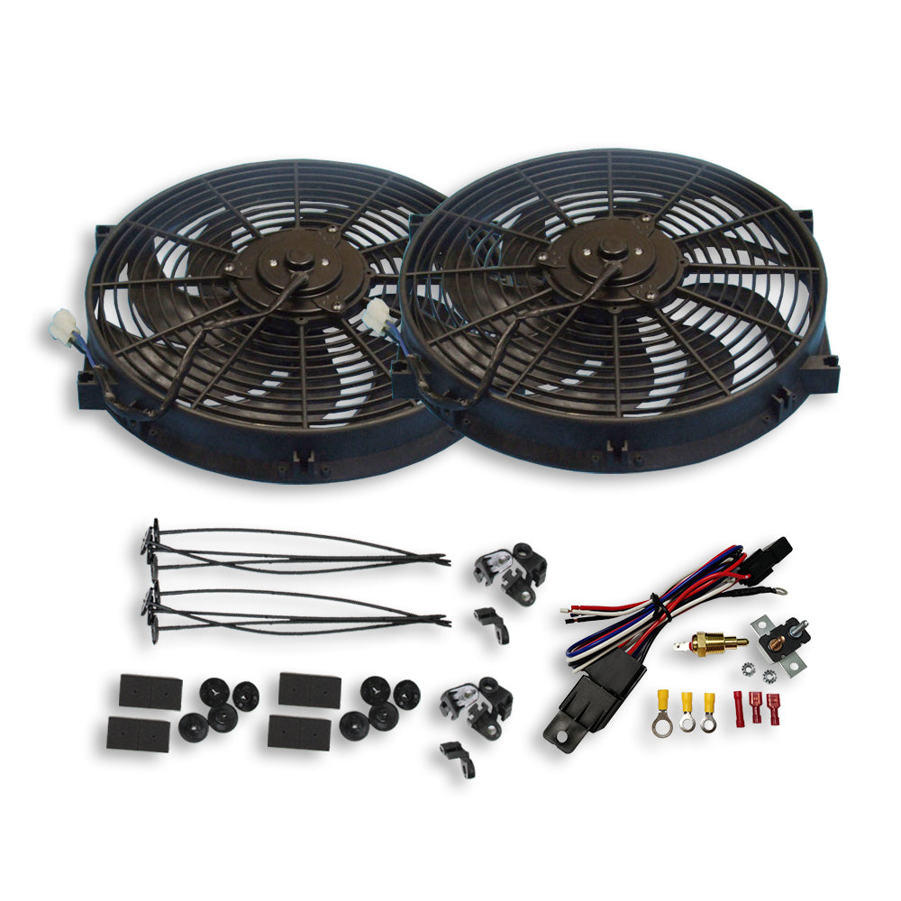 2pcs 14" Heavy Duty Electric Radiator Cooling Fan Reversible & Thermotat Relay Kit