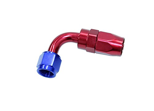 Reusable Swivel Hose Ends-90 Degree AN-6 Polished Red & Blue