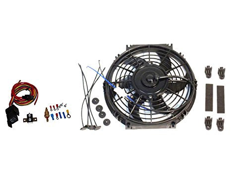 Electric 10" Curved Blade Reversible radiator Cooling Fans with Thermostat Kit