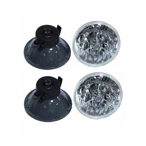 2 Pairs 5 3/4" Headlights With Clear Dot Tri Bar H4