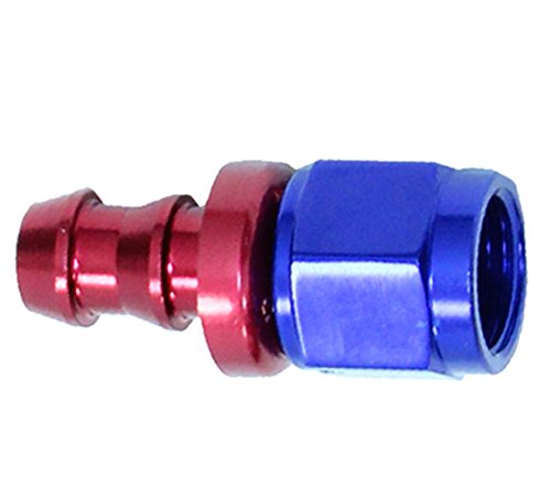 Push-On Hose Ends-Straight AN-8 Polished Red & Blue