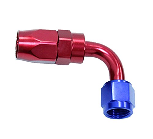 Reusable Swivel Hose Ends-90 Degree AN-8 Polished Red & Blue