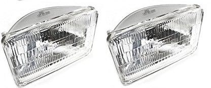 5 3/4" Clear Dot Tri bar H4 Headlights With 4x6" Sealed HI/Low Beam Glass Head Lamp Set of 4