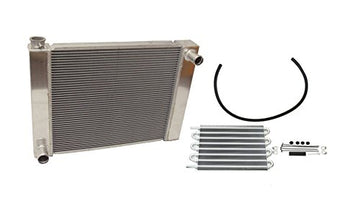 For Ford/Mopar Fabricated Aluminum Radiator 27.5" x 19" X 3" Overall & Transmission Oil Cooler