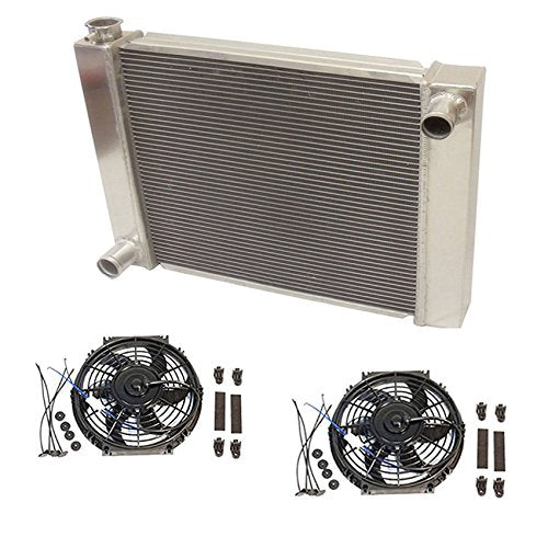 Universal Ford / Mopar Fabricated Aluminum Radiator 31" x 19" x3" Overall With 2pcs 10 Inch Electric Fan