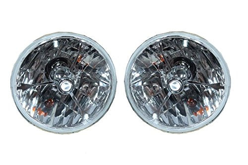 5 3/4" Clear Dot Tri bar H4 Headlights With 4x6" Sealed HI/Low Beam Glass Head Lamp Set of 4