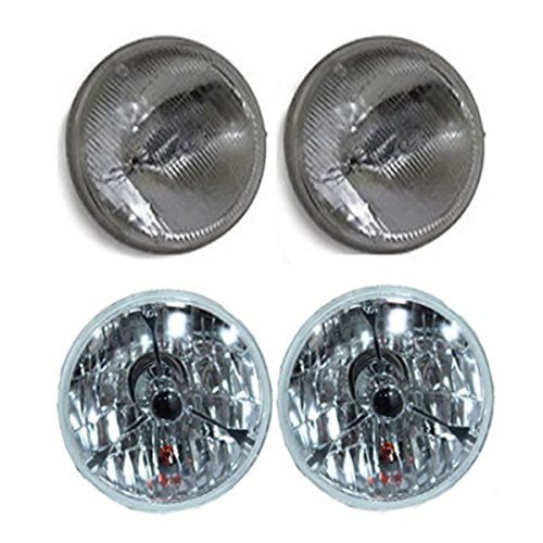 5 3/4" Black Dot Tri bar H4 Headlights with Sealed Beam Glass High and LOW
