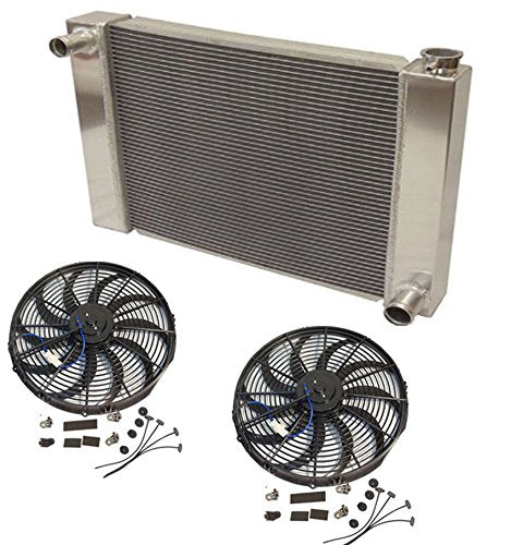 31" x 19" x3" Overall Radiator For SBC BBC Chevy GM With 2pcs 12 Inch Electric Fan