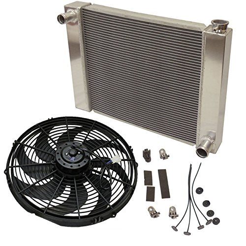 Fabricated Aluminum Radiator 30" x 19" x3" Overall For SBC BBC Chevy GM With 16 Inch Electric Fan