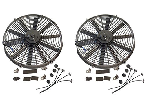 2 Sets 16" Straight Blade Reversible Cooling radiator Fan 12V 2500 CFM