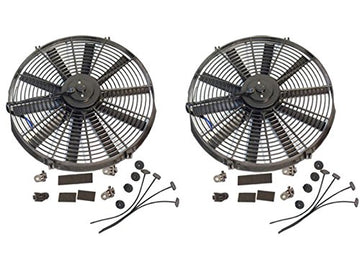 2 Sets 16" Straight Blade Reversible Cooling radiator Fan 12V 2500 CFM