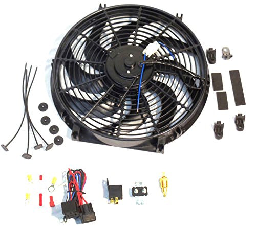 14" Electric Heavy Duty Radiator Reversible Fan with Thermostat Kit