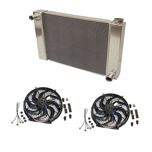 Fabricated Aluminum Radiator 30" x 19" x3" Overall With 2pcs 14 Inch Electric Fan