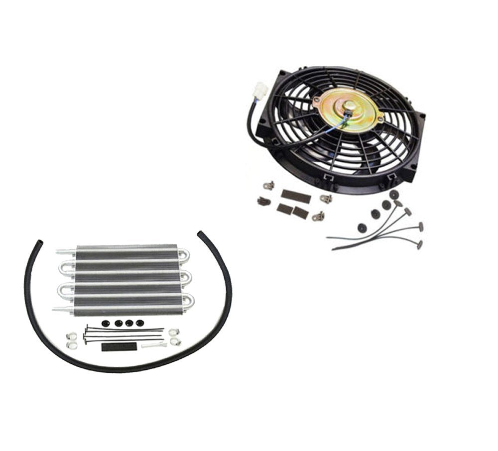 Electric Curved 10" radiator Cooling fan 12V 80W 850 CFM &Transmission Oil Cooler