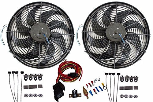2pcs 14" Heavy Duty Electric Wide Curved Blade Fan Reversible /Thermostat