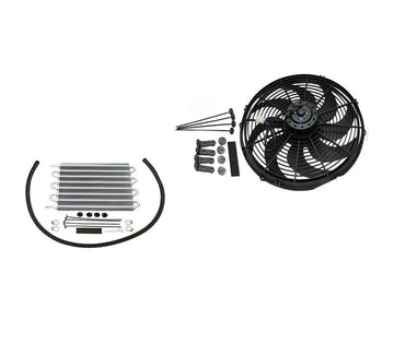 16" Heavy Duty Radiator Electric Wide Curved Blade Fan & 15-1/2" x 10" x 3/4" Transmission Oil Cooler